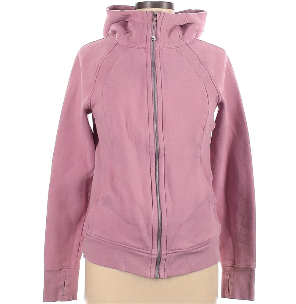 Lululemon Scuba Hoodie Womens Size 10 Pink Full Zip Oversized Workout Athleisure